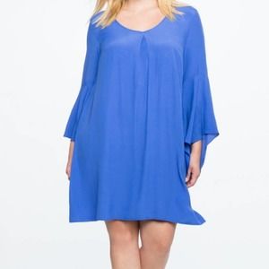 NWT Eloquii V-Neck Flare Sleeve Shift Dress in Dazzling Blue